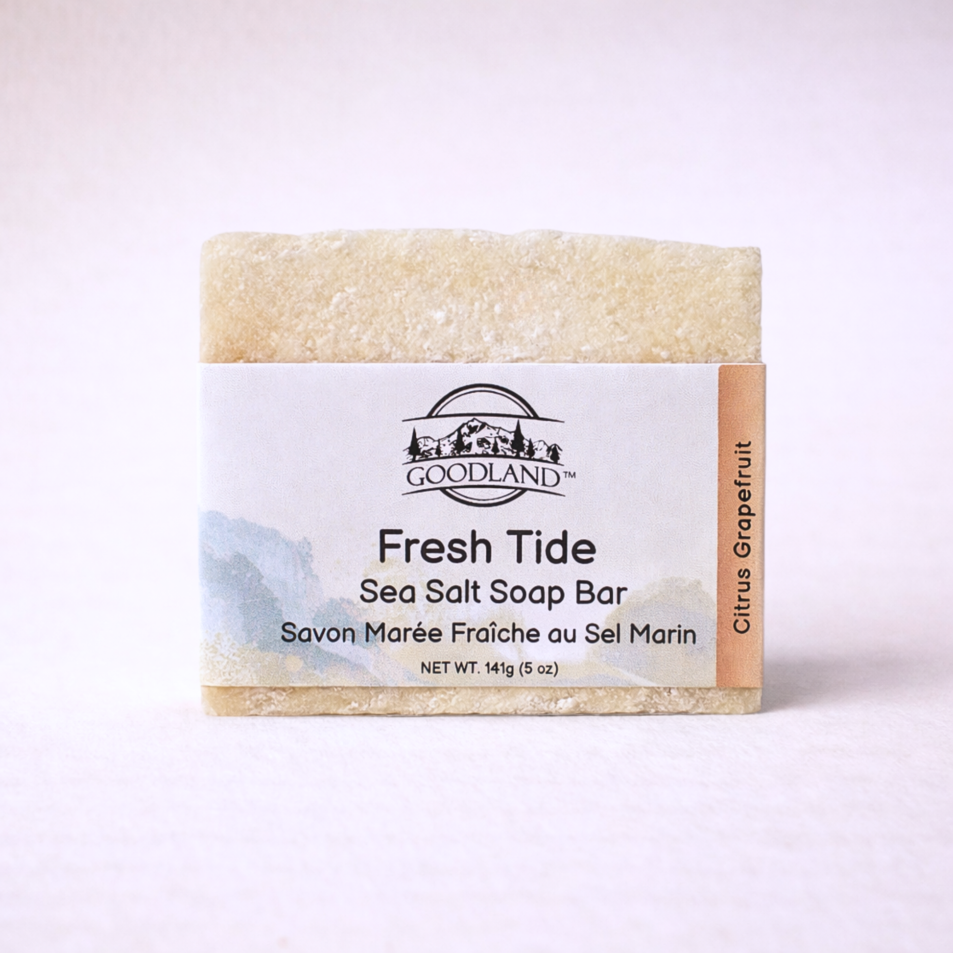 Goodland Fresh Tide Sea Salt Soap Bar on a light background