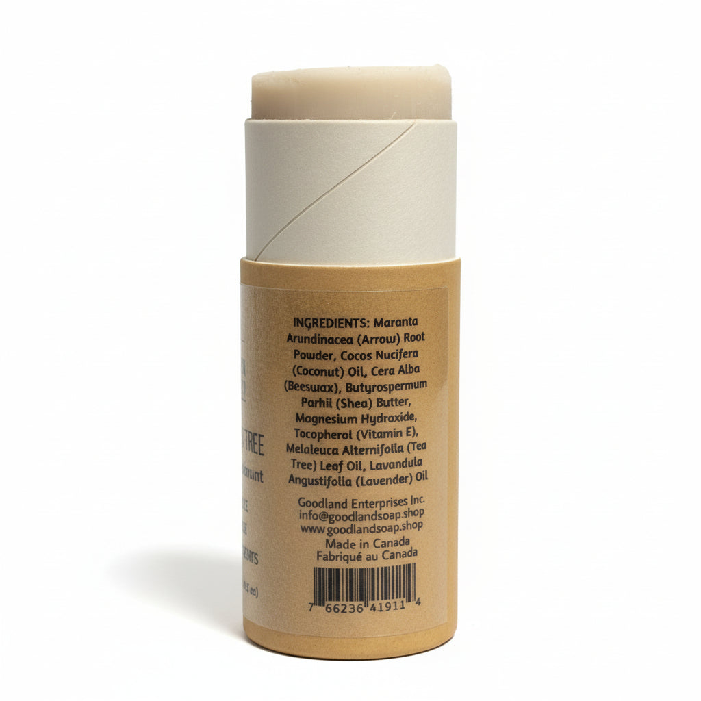 Lavender & Tea Tree Deodorant Ingredient label