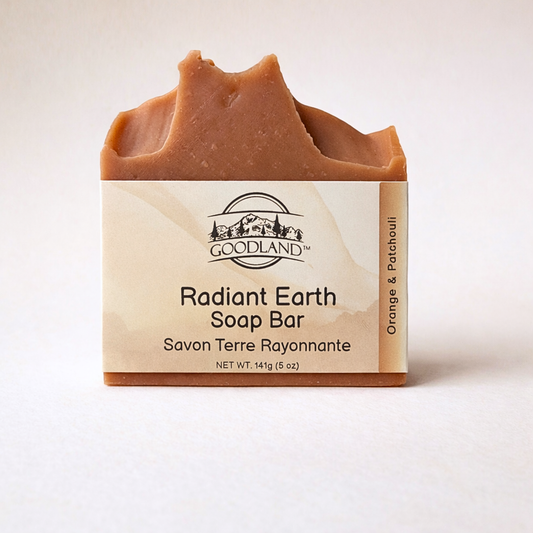 Goodland Radiant Earth Patchouli Orange Soap Bar on a white background