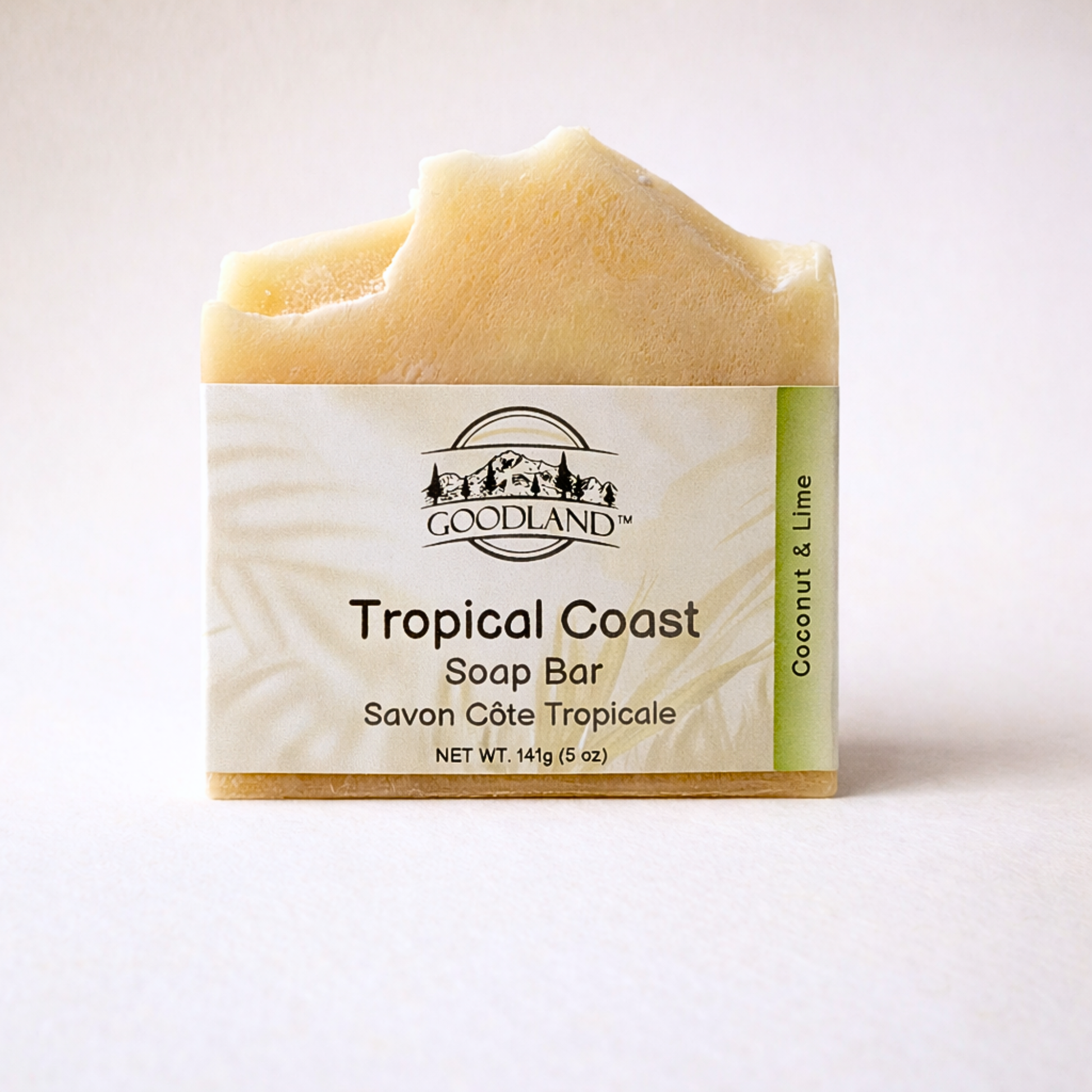 Goodland Tropical Coast Coconut Lime soap bar on a white background