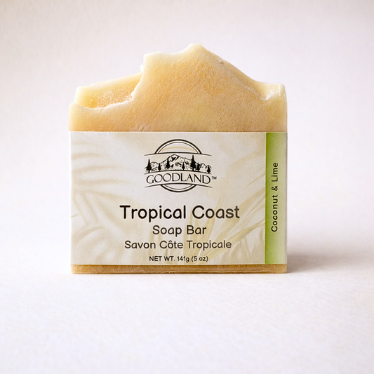 Goodland Tropical Coast Coconut Lime soap bar on a white background