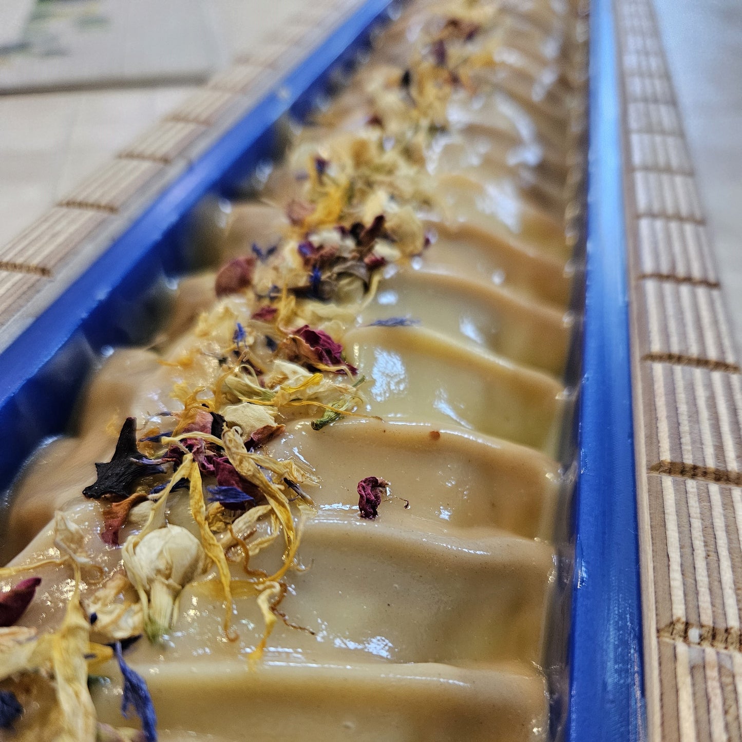 Alpine Meadows Lavender Geranium Soap Bar Loaf in mold