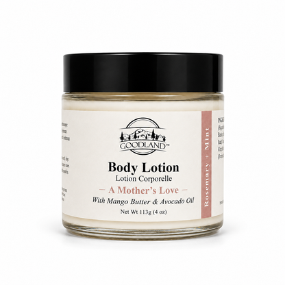 Goodland mother's love lotion jar on white background