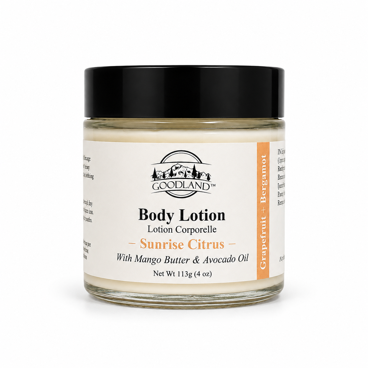 Goodland sunrise citrus lotion jar on white background