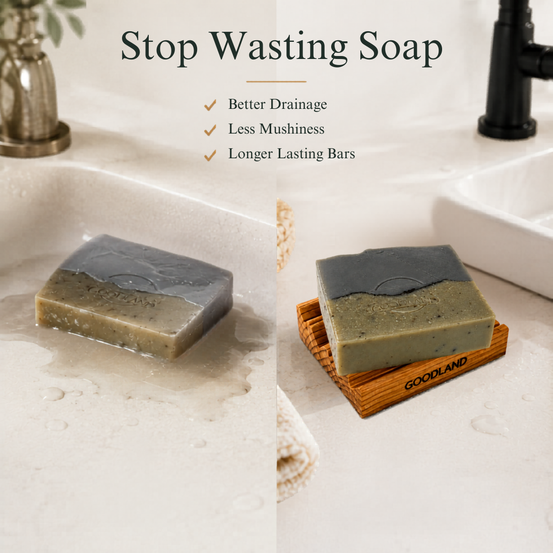 Goodland soap and soap dish comparison with text