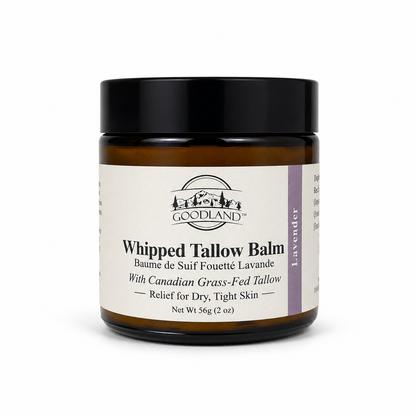 Goodland Lavender Whipped Tallow Balm jar on a white background